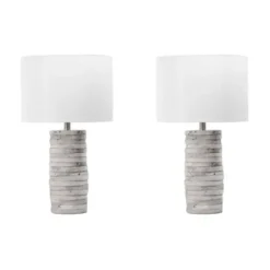 Table Lamps-Kirkland's Home Gray Layered Cylinder Table Lamp White