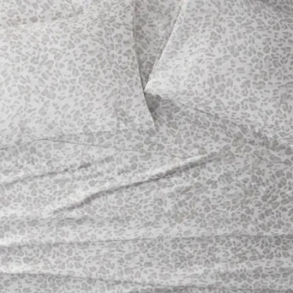 Bed Sheets-Kirkland's Home Gray Leopard Print Satin 4-Pc. King Sheet Set White/Gray