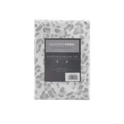 Bed Sheets-Kirkland's Home Gray Leopard Satin King 2-Pc. Pillow Case Set White/Gray