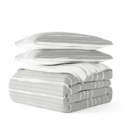 Quilts-Kirkland's Home Gray Linear Reversible 3-Pc. Queen Quilt Set Gray/White