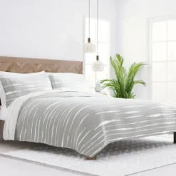 Quilts-Kirkland's Home Gray Linear Reversible 3-Pc. King Quilt Set Gray/White