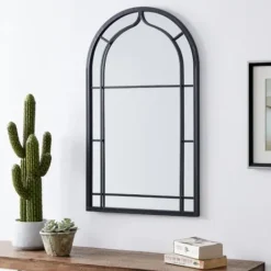 Decorative Mirrors-Kirkland's Home Gray Metal Arched Mirror