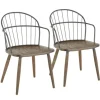 Dining Chairs-Kirkland's Home Gray Metal Spindle Back Dining Chairs, Set Of 2 Brown/Gray