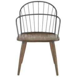 Dining Chairs-Kirkland's Home Gray Metal Spindle Back Dining Chairs, Set Of 2 Brown/Gray