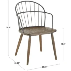 Dining Chairs-Kirkland's Home Gray Metal Spindle Back Dining Chairs, Set Of 2 Brown/Gray