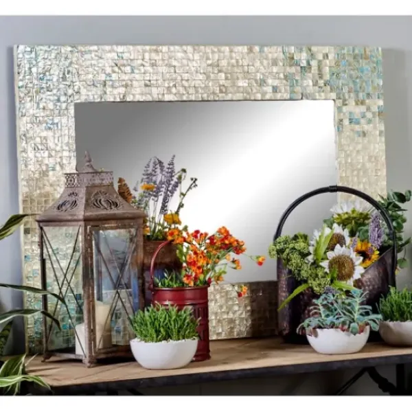 Decorative Mirrors-Kirkland's Home Gray Mother Of Pearl Shell Frame Wall Mirror