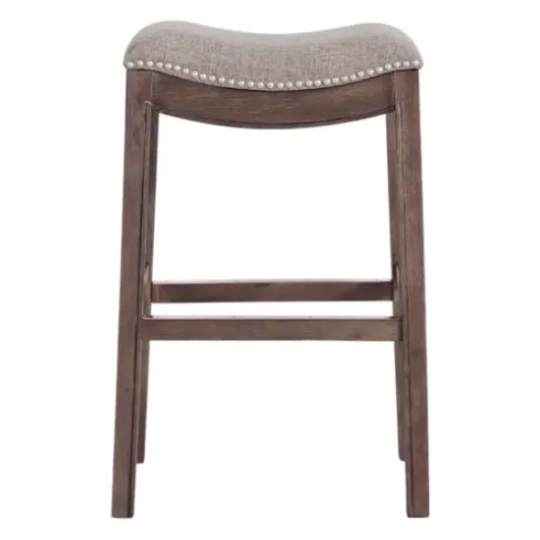 Bar Stools & Counter Height Stools-Kirkland's Home Gray Nailhead Trim Saddle Bar Stools, Set Of 2