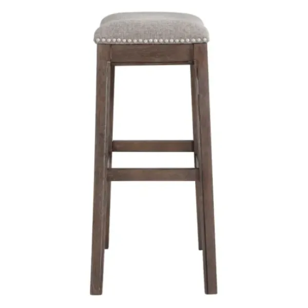 Bar Stools & Counter Height Stools-Kirkland's Home Gray Nailhead Trim Saddle Bar Stools, Set Of 2