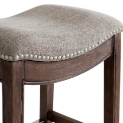 Bar Stools & Counter Height Stools-Kirkland's Home Gray Nailhead Trim Saddle Bar Stools, Set Of 2