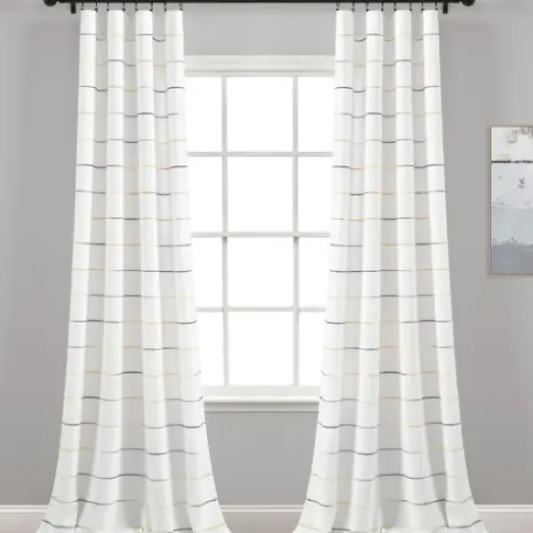 Curtains & Drapes-Kirkland's Home Gray Ombre Stripe Curtain Panel Set, 84 In. Gray/White