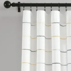 Curtains & Drapes-Kirkland's Home Gray Ombre Stripe Curtain Panel Set, 84 In. Gray/White