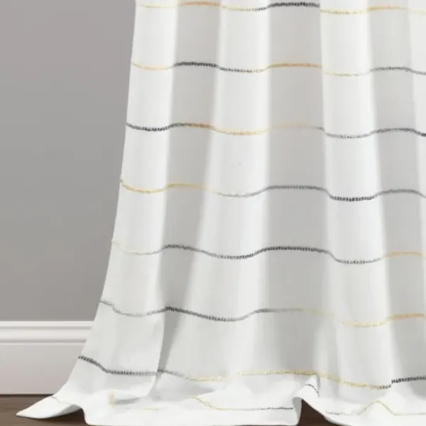Curtains & Drapes-Kirkland's Home Gray Ombre Stripe Curtain Panel Set, 84 In. Gray/White