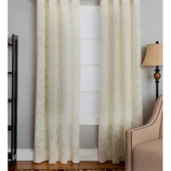 Curtains & Drapes-Kirkland's Home Gray Palm Leaves Curtain Panel Set, 84 In. Gray/White