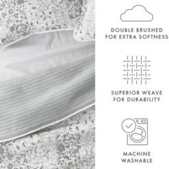 Quilts-Kirkland's Home Gray Patchwork Reversible 3-Pc. Queen Quilt Set Gray/White