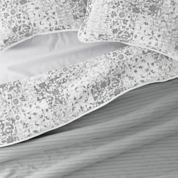 Quilts-Kirkland's Home Gray Patchwork Reversible 2-Pc. Twin Quilt Set Gray/White