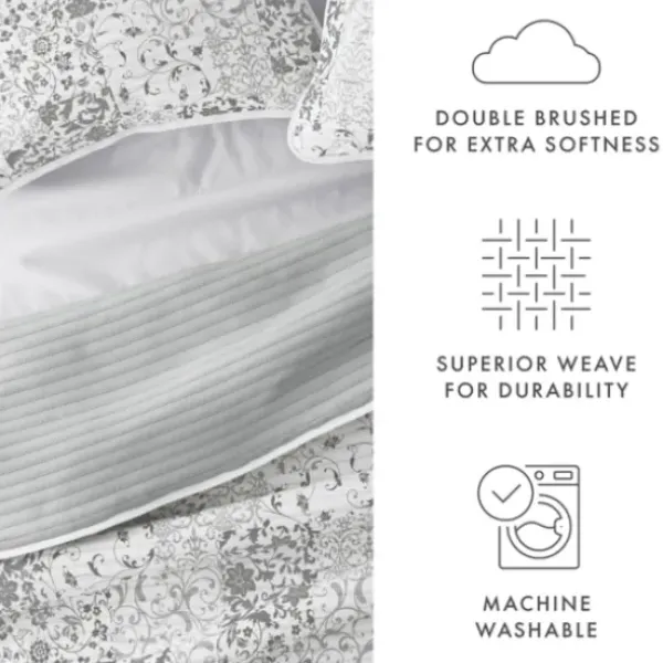 Quilts-Kirkland's Home Gray Patchwork Reversible 2-Pc. Twin Quilt Set Gray/White