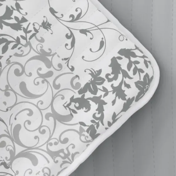 Quilts-Kirkland's Home Gray Patchwork Reversible 3-Pc. King Quilt Set Gray/White