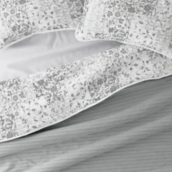 Quilts-Kirkland's Home Gray Patchwork Reversible 3-Pc. King Quilt Set Gray/White
