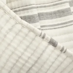 Quilts-Kirkland's Home Gray Pick Stitch Stripe King Quilt Gray/White