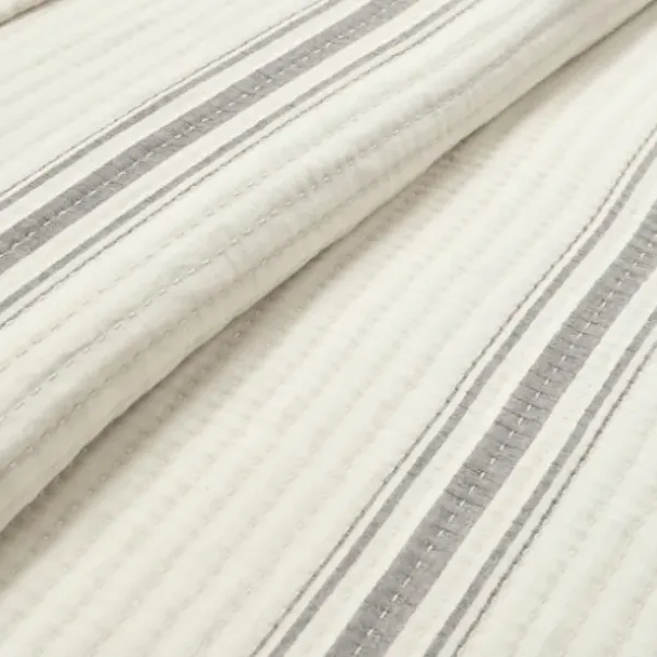 Quilts-Kirkland's Home Gray Pick Stitch Stripe King Quilt Gray/White