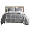 Comforters-Kirkland's Home Gray Plaid Dayton 3-Pc. King Comforter Set Gray/White