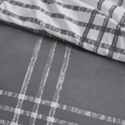 Comforters-Kirkland's Home Gray Plaid Dayton 3-Pc. King Comforter Set Gray/White