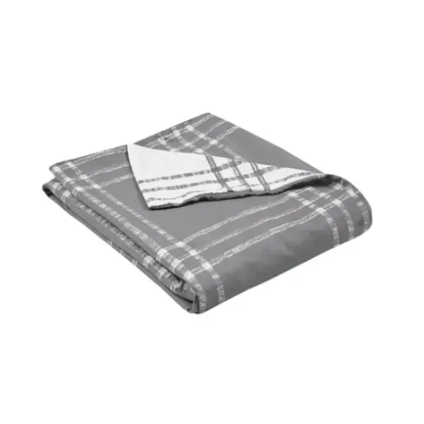 Duvets-Kirkland's Home Gray Plaid Reversible 3-Pc. King Duvet Cover Set Gray/White
