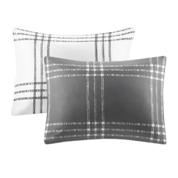 Duvets-Kirkland's Home Gray Plaid Reversible 3-Pc. King Duvet Cover Set Gray/White