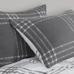 Duvets-Kirkland's Home Gray Plaid Reversible 3-Pc. King Duvet Cover Set Gray/White