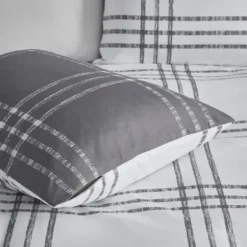 Duvets-Kirkland's Home Gray Plaid Reversible 3-Pc. King Duvet Cover Set Gray/White