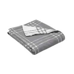 Duvets-Kirkland's Home Gray Plaid Reversible 3-Pc. Queen Duvet Cover Set Gray/White