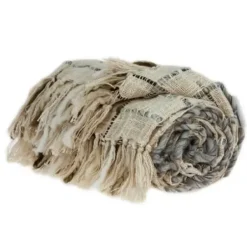 Blankets & Throws-Kirkland's Home Gray Primitive Squares Handloomed Throw Blanket Gray/Tan/White