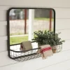 Decorative Mirrors-Kirkland's Home Gray Rectangular Mirror With Wire Basket