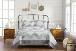 Quilts-Kirkland's Home Gray Reine-Marie Full/Queen 3-Pc. Quilt Set Gray/Yellow/White