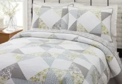 Quilts-Kirkland's Home Gray Reine-Marie King 3-Pc. Quilt Set Gray/Yellow/White