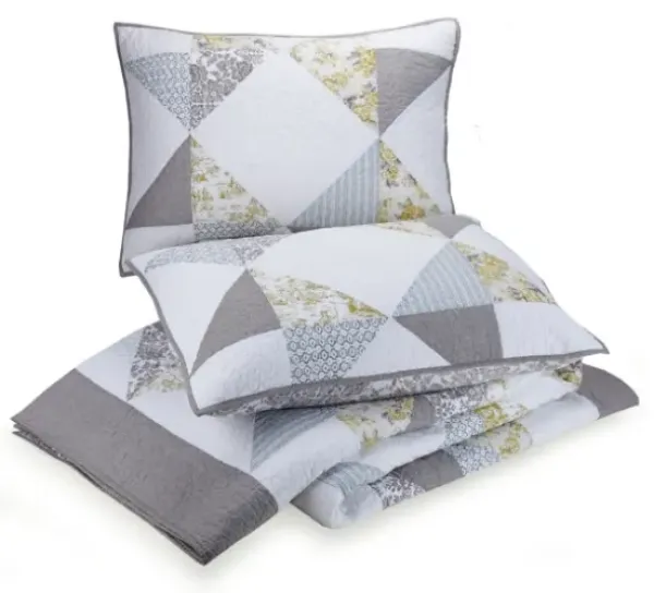 Quilts-Kirkland's Home Gray Reine-Marie King 3-Pc. Quilt Set Gray/Yellow/White