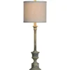 Buffet Lamps-Kirkland's Home Gray Resin Painted Distressed Buffet Lamp Tan