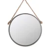 Decorative Mirrors-Kirkland's Home Gray Round Metal Hanging Rope Wall Mirror