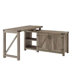 Office Furniture-Kirkland's Home Gray Rustic L-Shape Farmhouse Desk