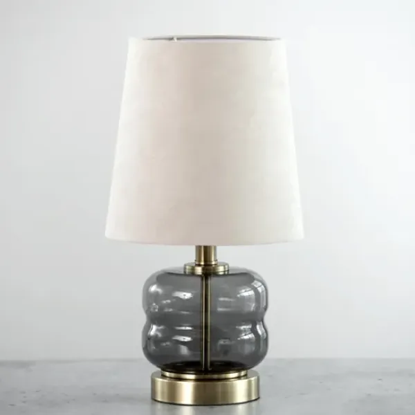Table Lamps-Kirkland's Home Gray Smoked Glass Table Lamp Ivory