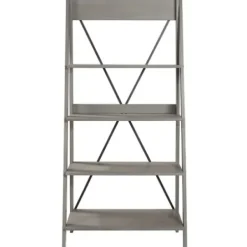 Bookshelves-Kirkland's Home Gray Solid Wood Ladder Bookshelf