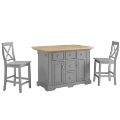 Kitchen Islands & Bar Carts-Kirkland's Home Gray Storage Cabinet 3-Pc. Kitchen Island Set