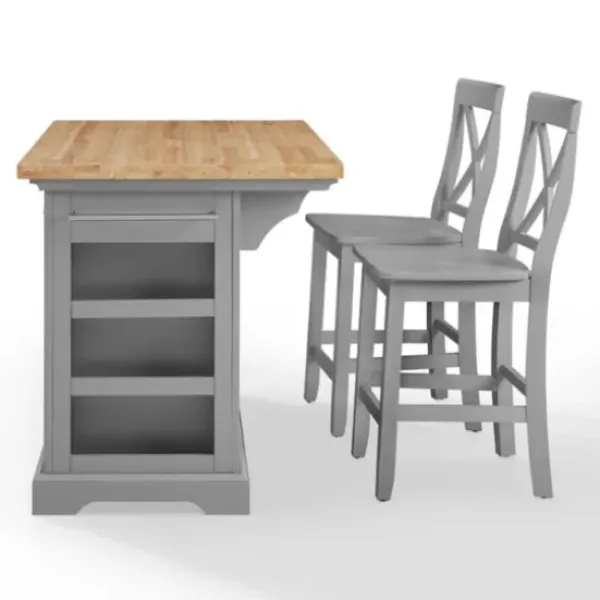Kitchen Islands & Bar Carts-Kirkland's Home Gray Storage Cabinet 3-Pc. Kitchen Island Set