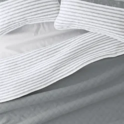 Quilts-Kirkland's Home Gray Striped Reversible 2-Pc. Twin Quilt Set Gray/White