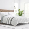 Quilts-Kirkland's Home Gray Striped Reversible 3-Pc. Queen Quilt Set Gray/White