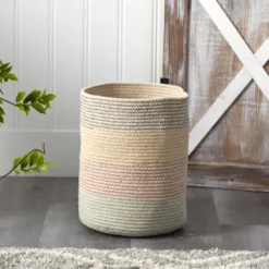 Baskets & Boxes-Kirkland's Home Gray Stripes And Paw Basket With Handles