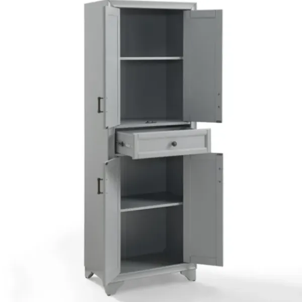 Cabinets & Sideboards-Kirkland's Home Gray Tara Pantry Cabinet