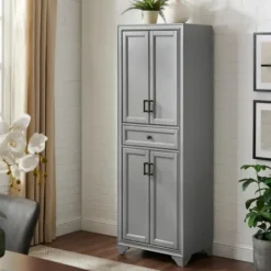 Cabinets & Sideboards-Kirkland's Home Gray Tara Pantry Cabinet