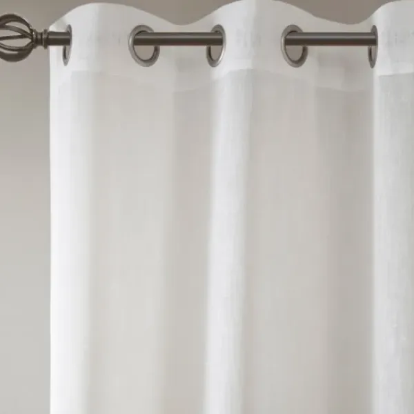 Curtains & Drapes-Kirkland's Home Gray Teardrop Leaves Curtain Panel Set, 95 In. White/Gray