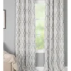 Curtains & Drapes-Kirkland's Home Gray Teardrop Leaves Curtain Panel Set, 84 In. Gray/White